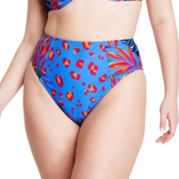 Tabitha Brown Tropical Leopard Print High Cut Bottoms size M - Picture 1 of 5